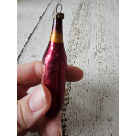 Antique vintage wine champagne glass mercury ornament Mini Xmas tree maroon re - Picture 4 of 8
